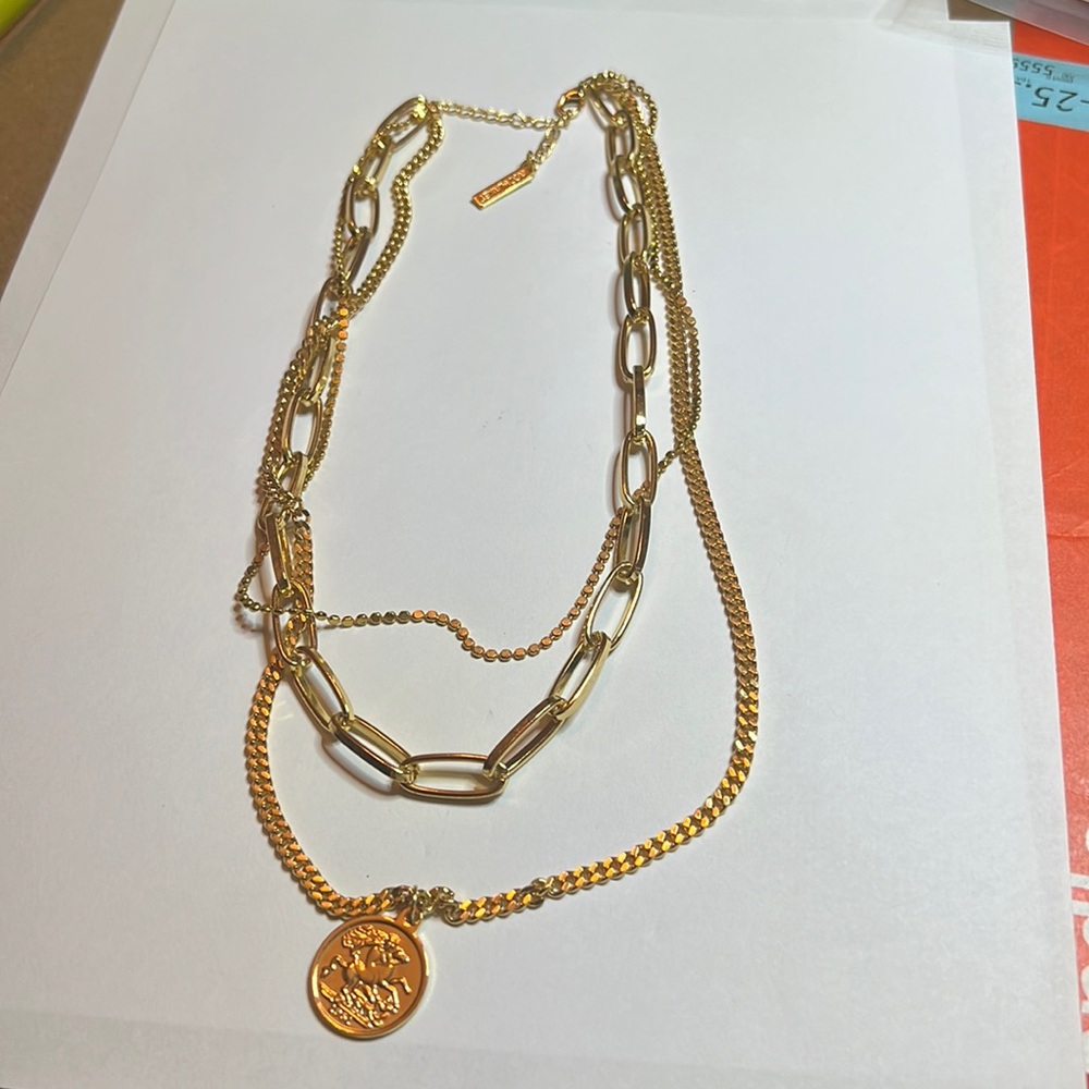 ACC PLANET Layered Necklace for Women, Gold Plated Coin Pendant